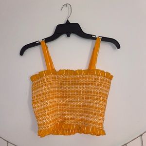 orange smocked tank top